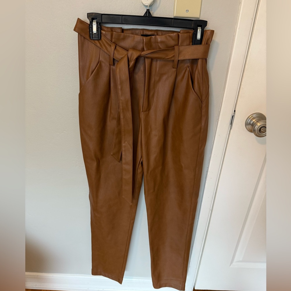 Faux leather paper bag pants size small